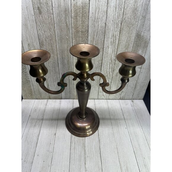 Vtg Solid Brass Century Candelabra Candlestick Holder Art Nouveau 11'' Tall - Picture 2 of 10